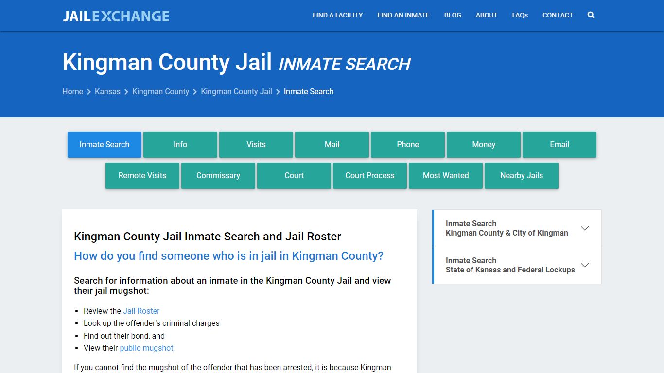 Inmate Search: Roster & Mugshots - Kingman County Jail, KS